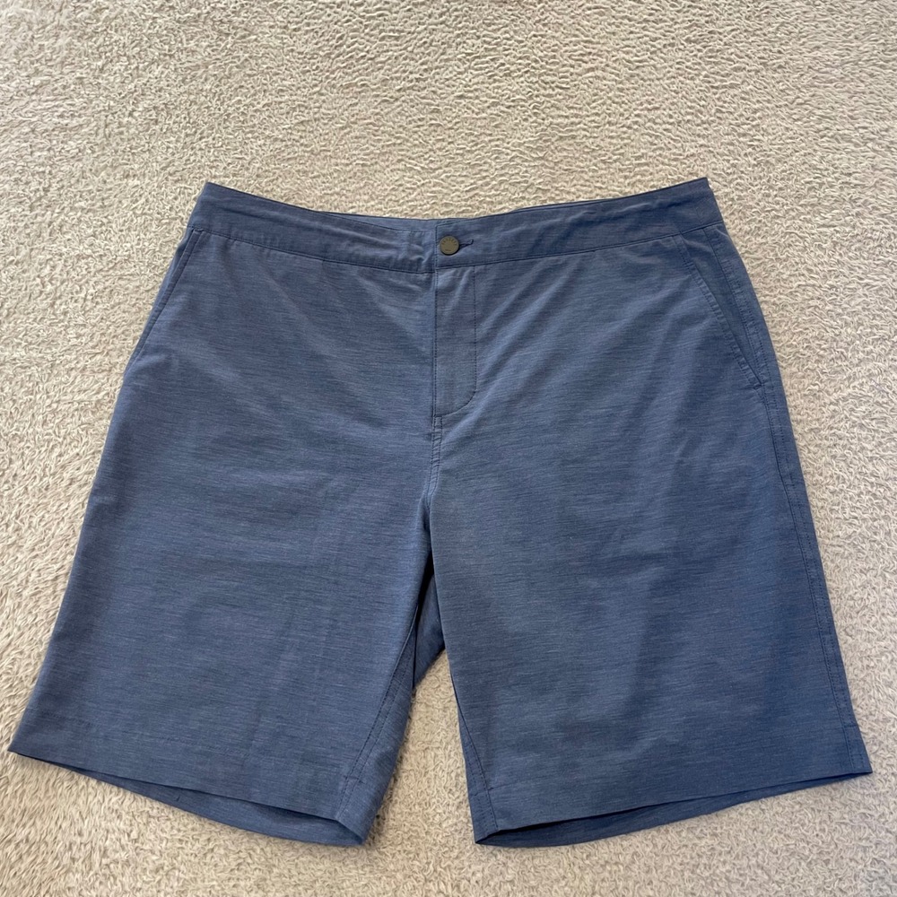 Faherty All Day Short Mens 36 Blue Heathered 9" Inseam Hybrid Drawstring MSC0007